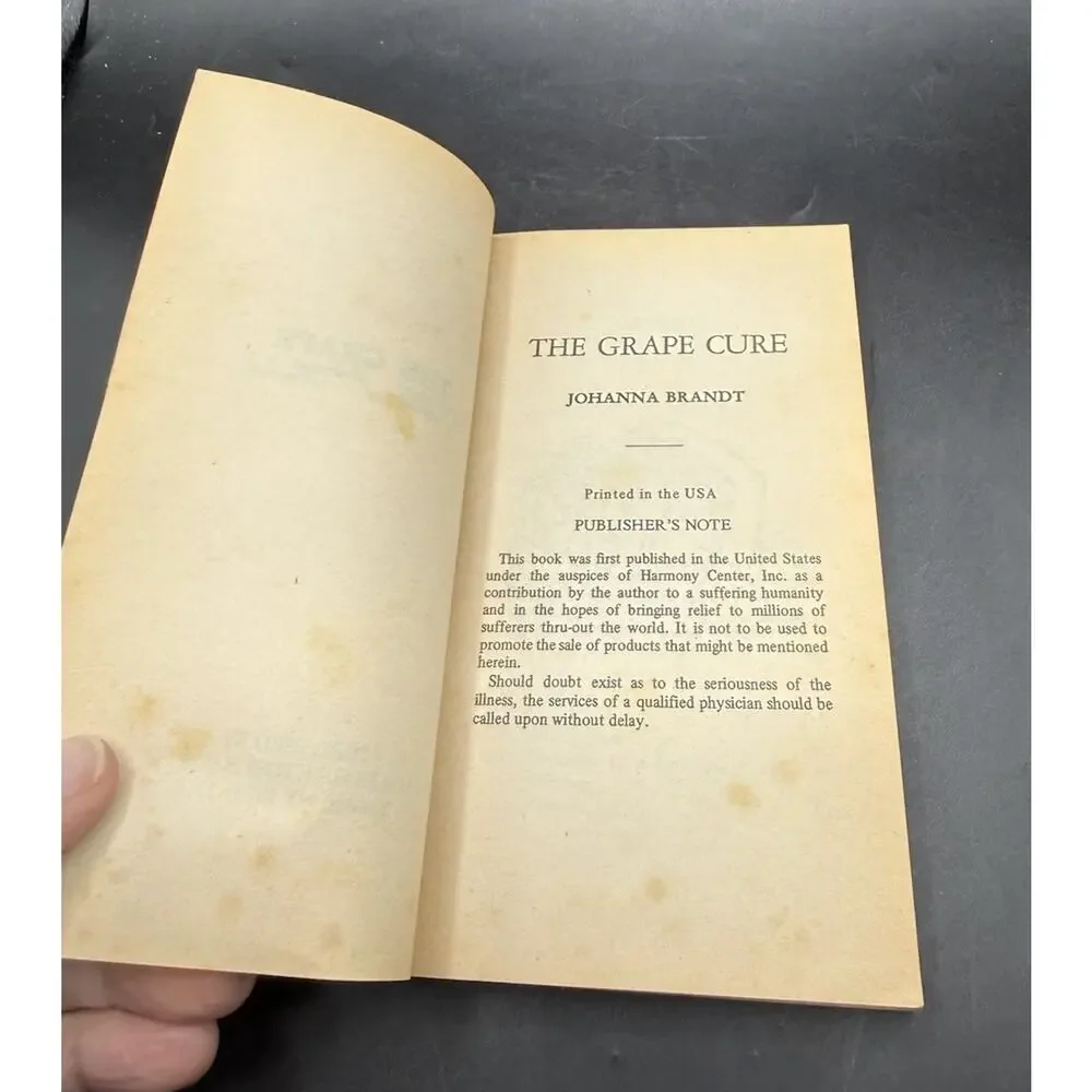 The Grape Cure by Johanna Brandt Natural Healing Alternative Health